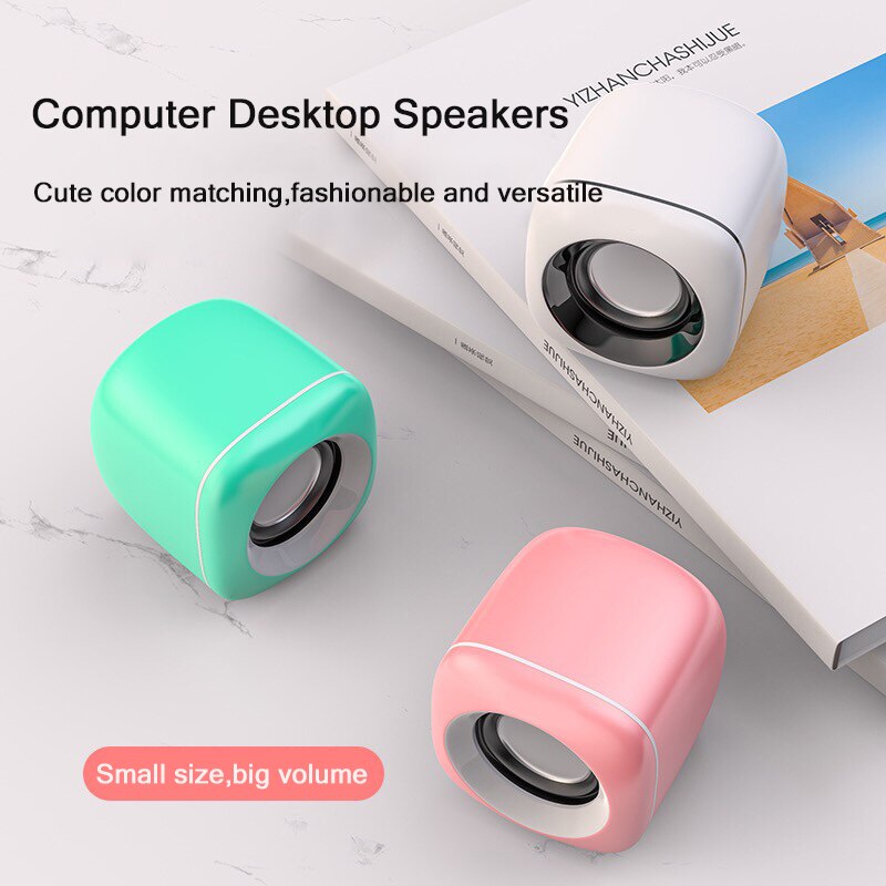 USB Wired Computer Speakers Pink Green Bass Mini Subwoofer Speaker for Laptop Desktop Phone Loudspeaker