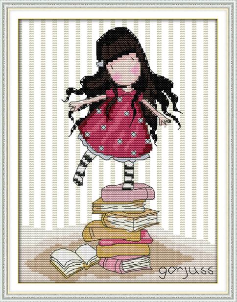 Cartton people landscape animal cross stitch kit aida 18ct count unprinted canvas stitches embroidery DIY handmade needlework: K779 18x23cm