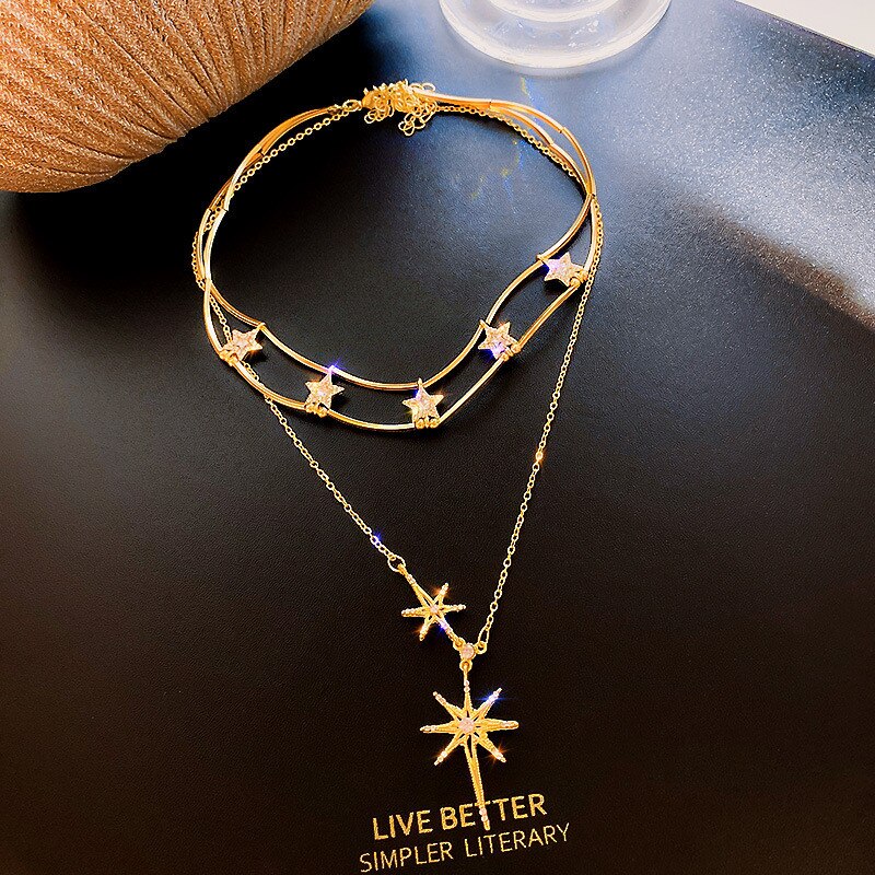 FYUAN Bling Bling Star Choker Necklaces for Women Clavicular Chain Pendant Necklaces Weddings Jewelry Party: Default Title