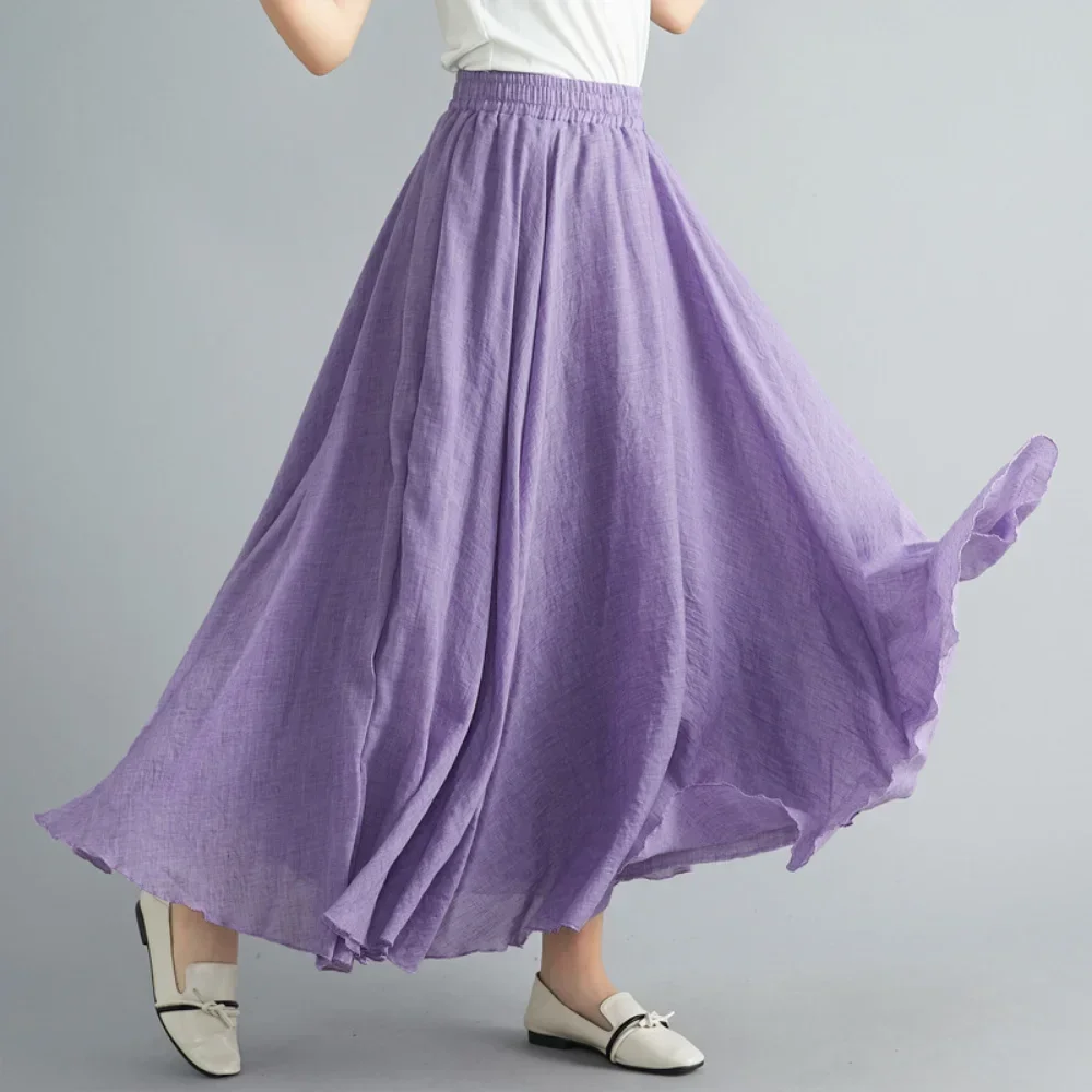 Clothes Women Clothing Skirts Vintage Y2k Streetwear Bohemian Cotton Linen Casual Vestido De Festa Long Skirt