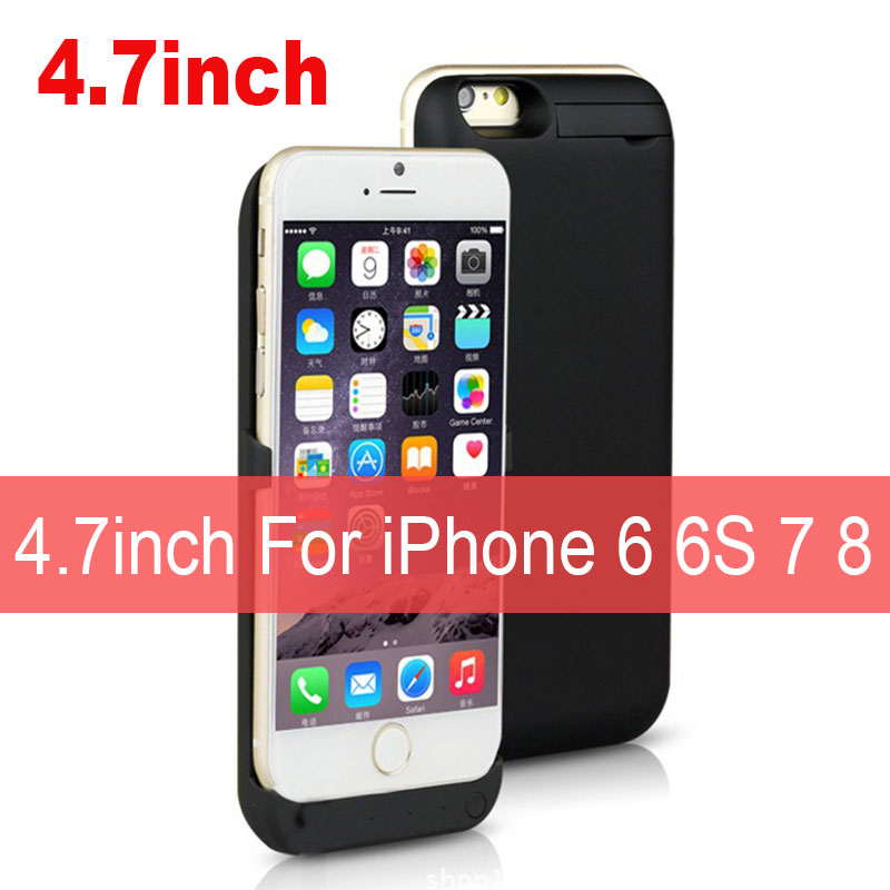 10000 mah grotere capaciteit telefoonbatterij oplaadhoes voor iphone 6 6s 7 8 telefoonbatterijhoes voor iphone 6 plus 6 splus 7 plus 8 plus: 4.7 inch zwart