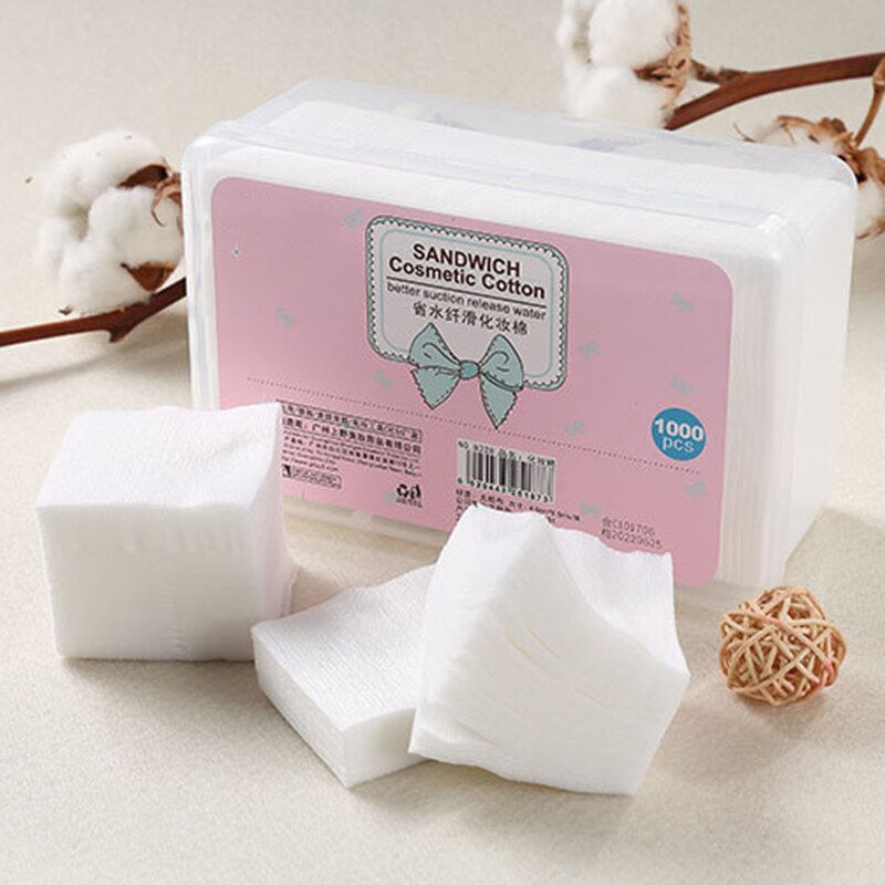 Almohadillas de algodón no tejidas para limpieza de maquillaje, almohadillas faciales, almohadillas de algodón para quitar esmalte de uñas, tejidos, 1000 unids/bolsa