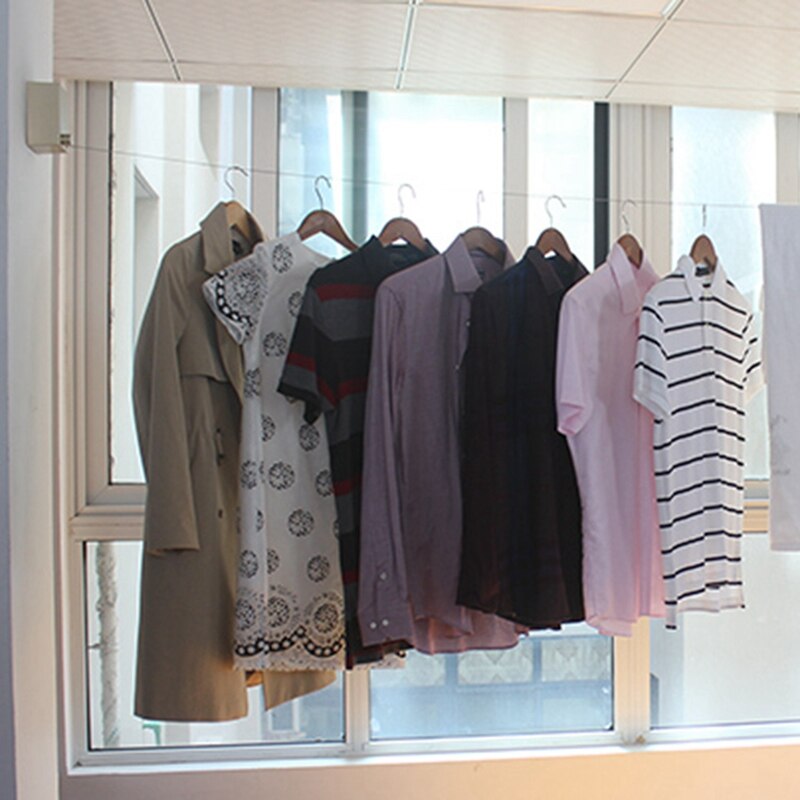 Telescopic Indoor Drying Rack Rope Wall-Mounted Clothes Rack Drying Rack Telescopic Clothesline