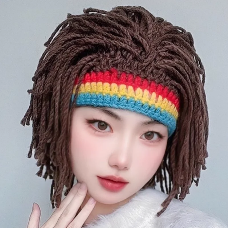 Mannen Vrouwen Synthetische Pruik Valse Vlecht Dreadlock Dreadlocks Beanie Cap Handgemaakte Gehaakte Hoed Rasta Jamaica Cosplay Party Hoofddeksels