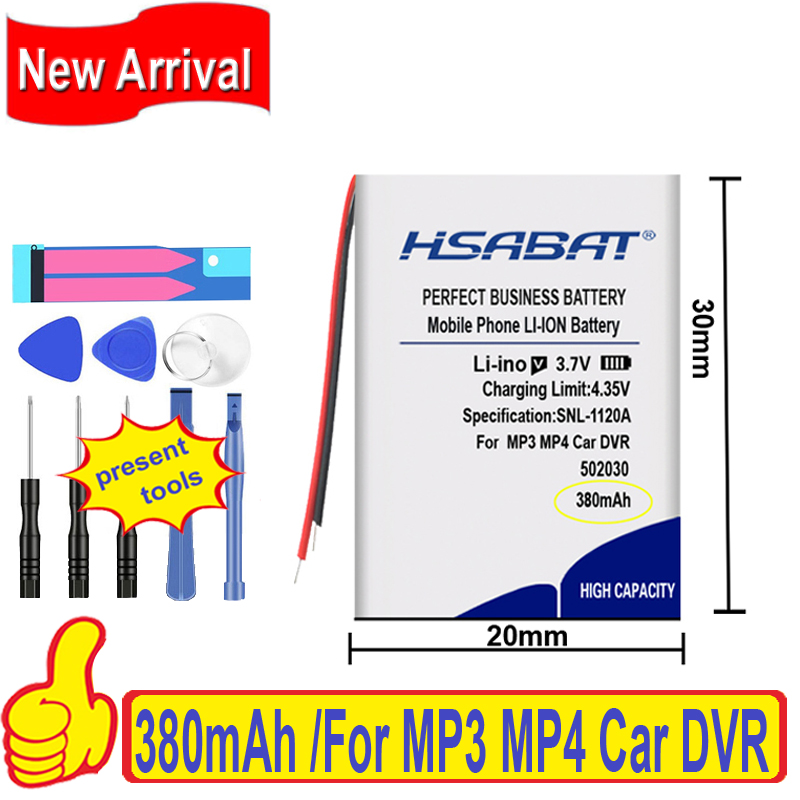 Top 100% 380mAh 502030 batterie pour MP3 MP4 jouets haut-parleur tachygraphe POS Batteries + gfit gratuit