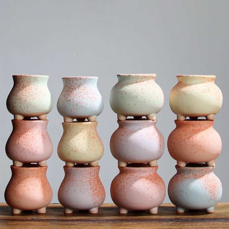 Petit pot de fleurs en céramique, joli pot de fleurs Simple et givré, ornement de bureau, pour le jardinage