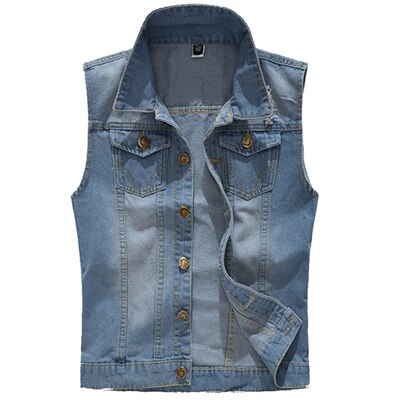 Heren Zware Jassen Mouwloos Slim Fit Ripped Casual Jean Vest Voor Mannen, Zwart, XL