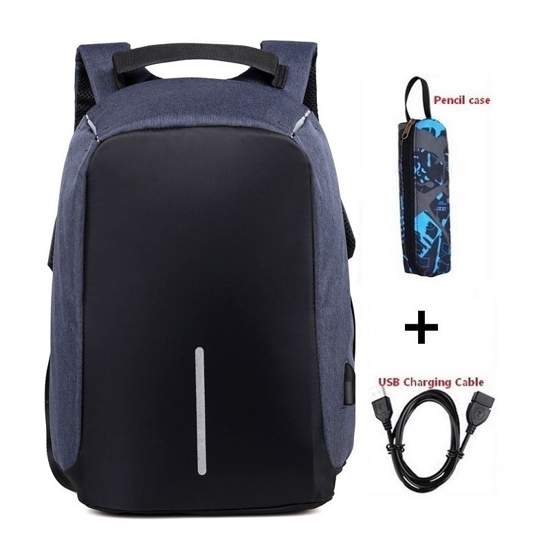 15.6 inch Laptop Backpack Teenager Male Mochila USB Charging Anti Theft Backpack Travel Waterproof School Bag School Backpack: Set 10