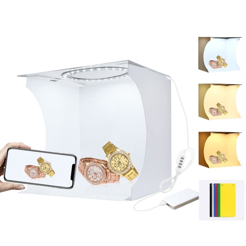 Mini Portable Light Box Photography Photo Studio Softbox With 6 Backdrops for DSLR Camera Folding Backlit Photobox Lightbox Kits