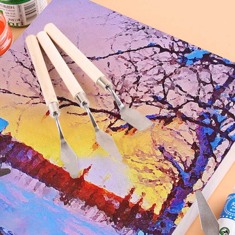 3Pcs/Set Stainless Steel Oil Painting Knives Artist Crafts Spatula Palette Knife Oil Painting Mixing Knife Scraper Art Tools