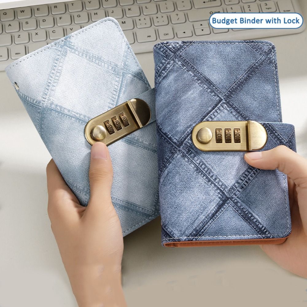 50Sheets Envelop Savings Challenges Book PU Leather Portable Budget Binder with Lock Wallet Storage Refillable