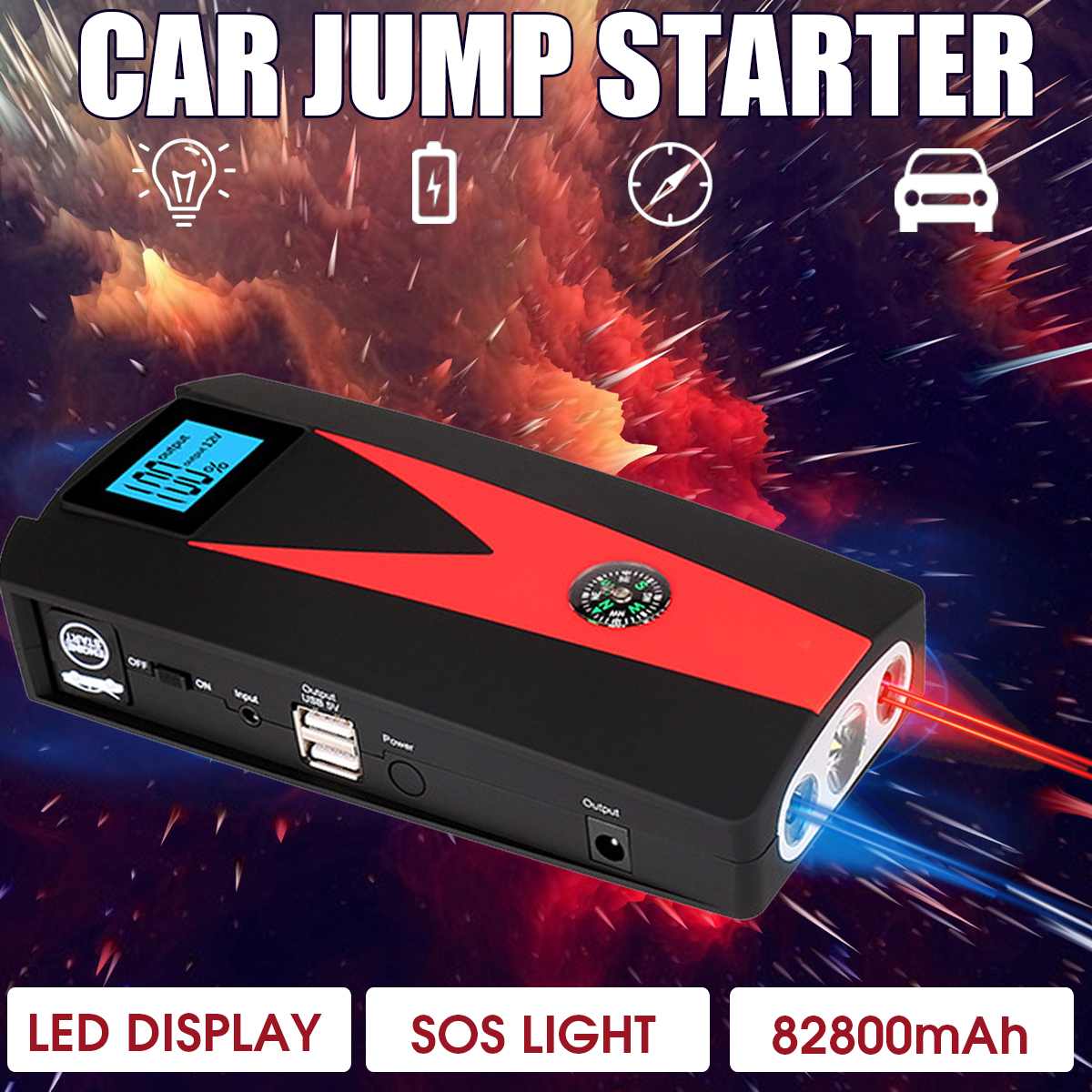 12V 82800/99900Mah Draagbare Auto Jump Starter Booster Batterij Oplader Usb Oplader Emergency Power Auto Led Voor uitgangspunt Apparaat