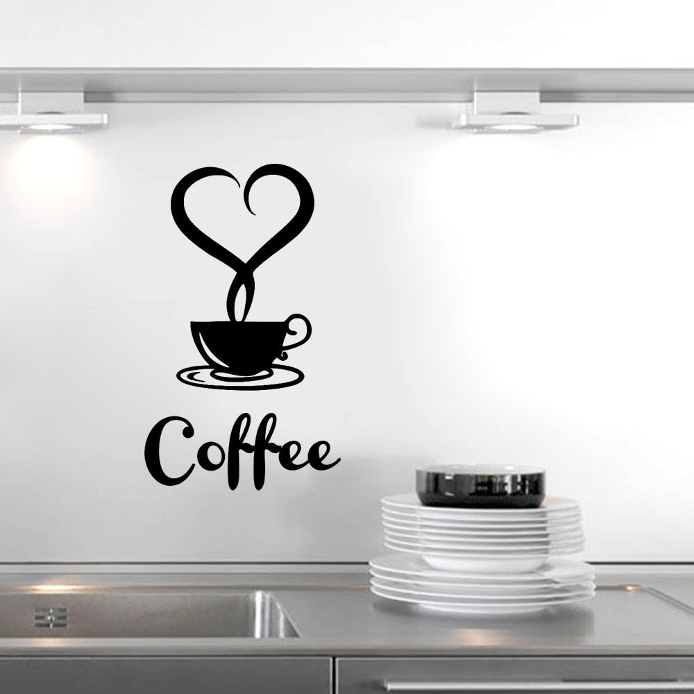 Coffee Mugs Wall Stickers Removable Self-adhesive Coffee Tea Cup Decor Decals Home Room Shop Vinyl Wallpaper Naklejki Na Sciane