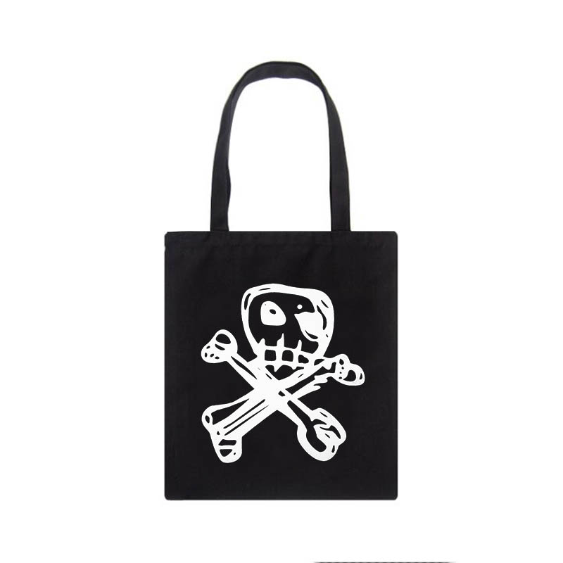 Grunge dragon letter women Y2K borsa a tracolla borsa in tela con stampa teschio gotico casual hip-hop High street borsa shopper di grande capacità: Hei09