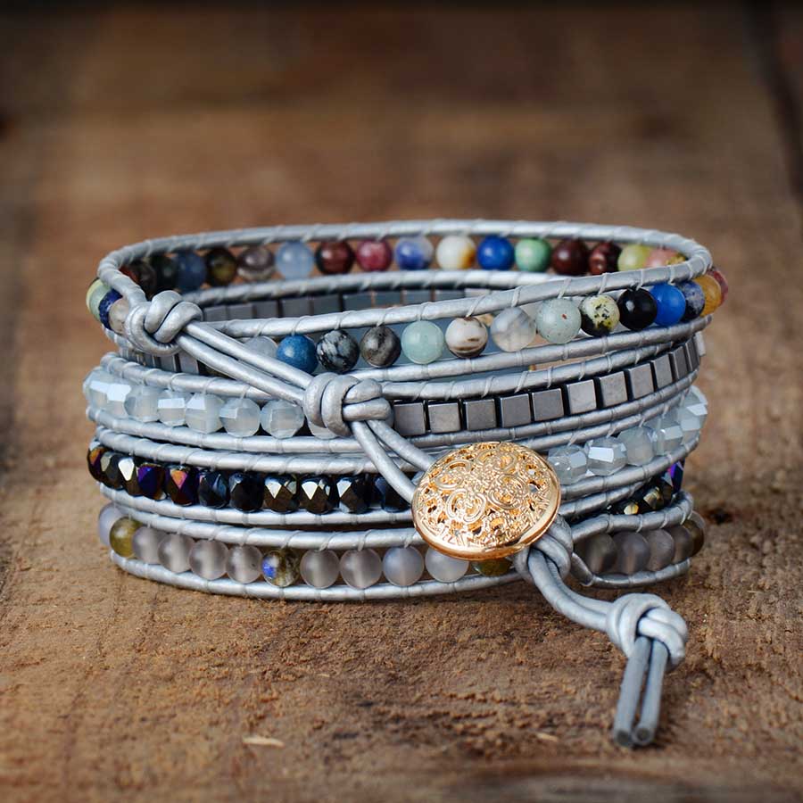 Moda pulseiras pulseiras designer pulseira de couro natural pedras mix 5 fios tecido envoltório boêmio pulseiras dropship