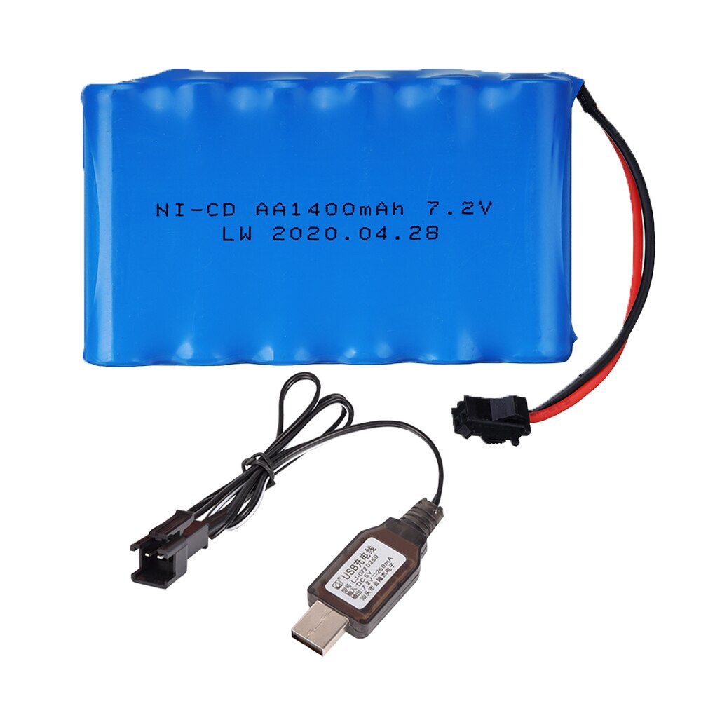 7.2 V 1400 mAh Ni-Mh batteria ricaricabile spina SM con caricabatterie per RC Camion RC auto RC barca del RC serbatoio parti nimh AA 7.2 v 1400 mah: 1pcs USB