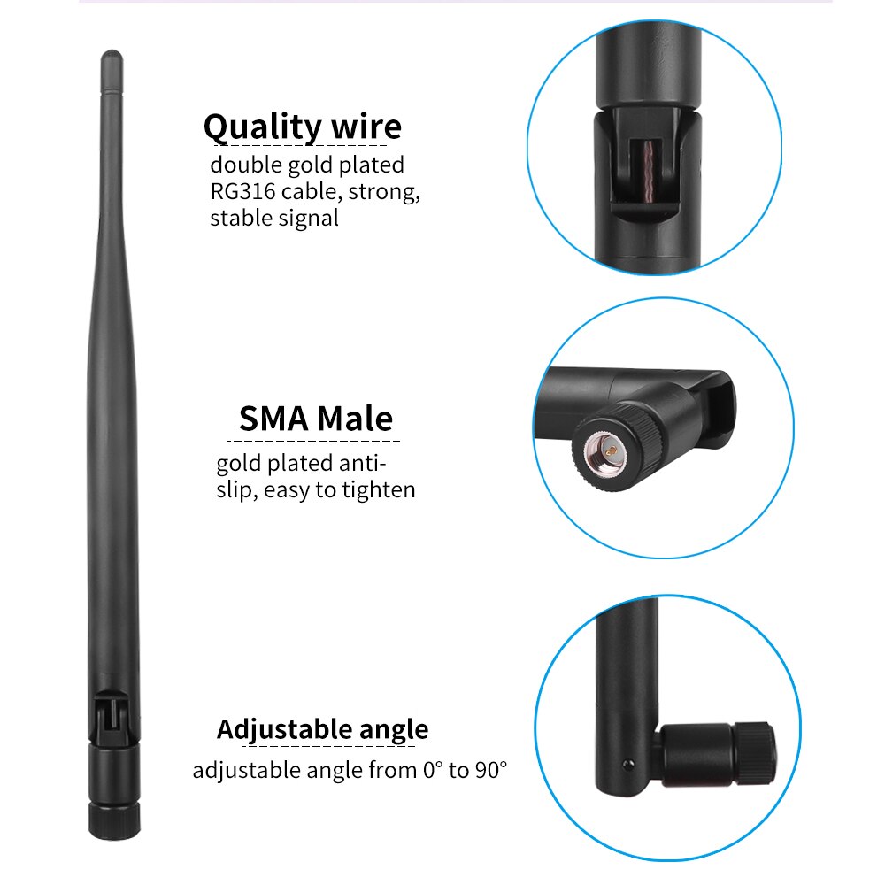 Kebidumei WiFi Antenne 2,4 GHz 5dBi 802.11b/g Luft SMA Männlichen für Mini PCI U. FL IPX zu SMA Männlichen Zopf Kabel Wireless Router