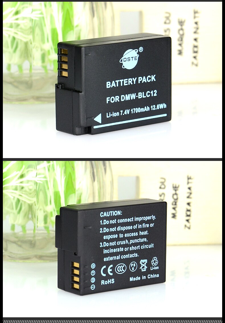 2 kpl 1700 mah 7.4v dste dmw-blc 12 blc 12e blc 12pp bp -dc12 bp-51 akku panasonic lumix  fz1000 fz200 fz300 g5 g6 g7 gh2 gx8: lle