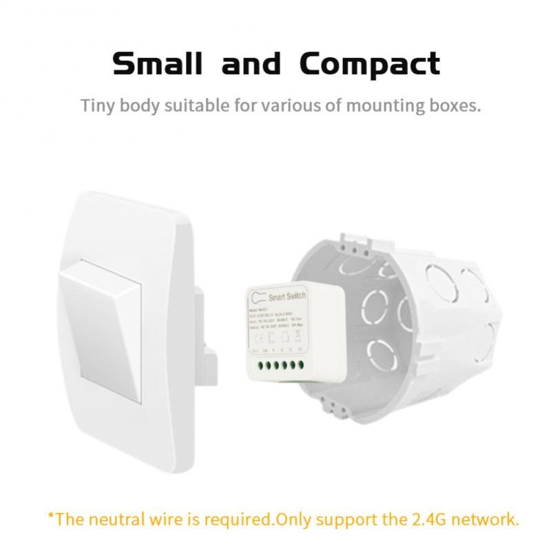 Tuya 16A Mini Wifi Smart Switch Module 2-way Control Timer Wireless DIY Switch Smart Home Automation Work with Alexa Google Home