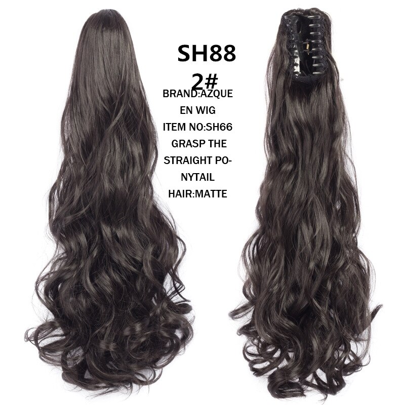 Azqueen Synthetische 22 "Lange Rechte Haar Klauw Paardenstaart False Haar Op Klauw Clip Staart Huis Paardenstaart Staart Haar: SH88 2