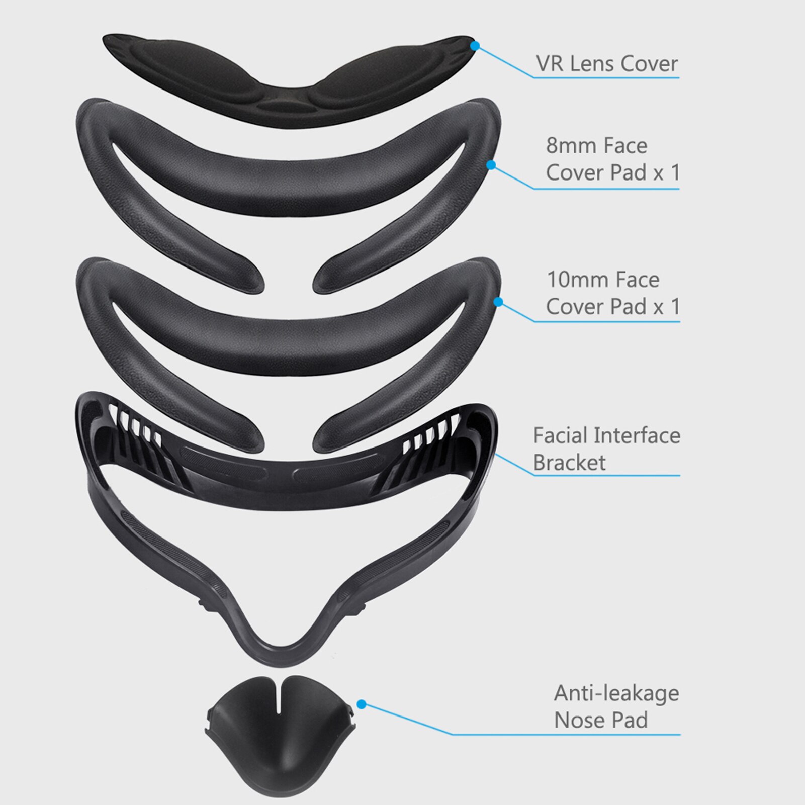 Capa de couro pu macio para vr oculus quest 2, capa protetora com bloqueio de luz para máscara ocular