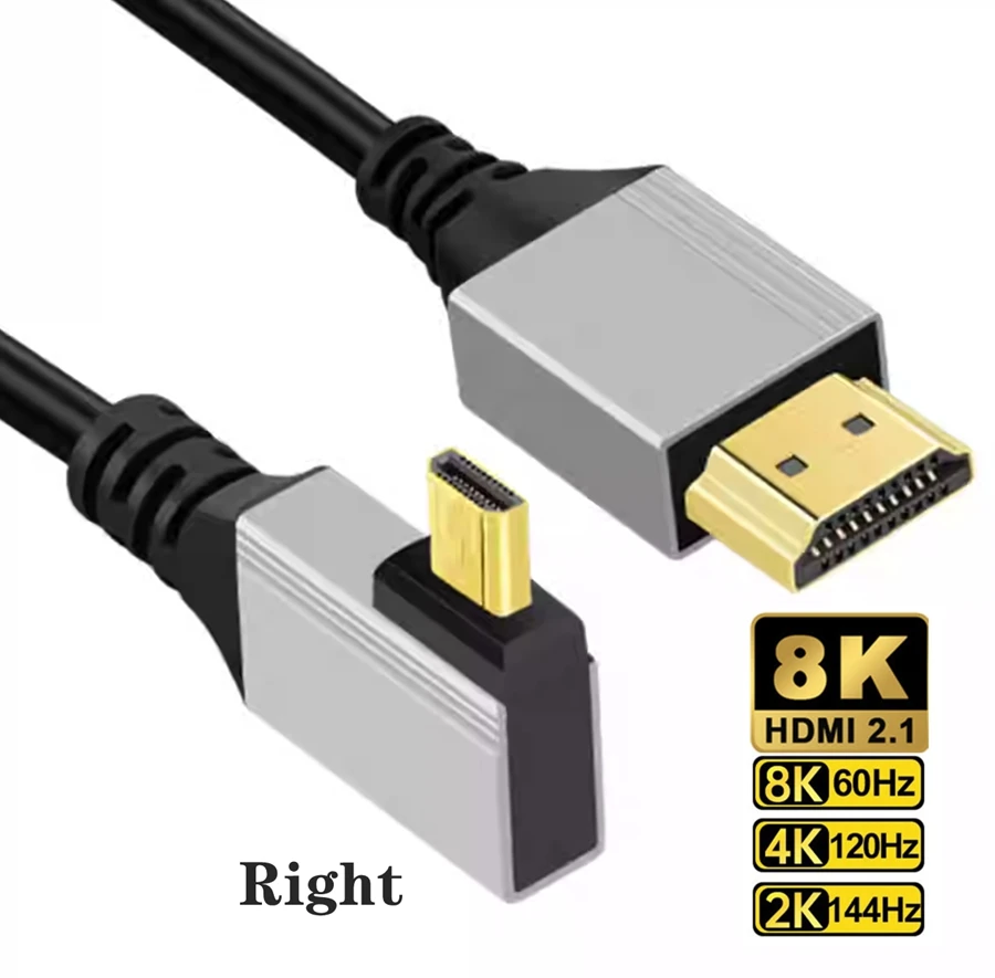Cable Micro Mini HDMI a HDMI, compatible con ángulo de 90 grados, 8K, 5K, 2,1 V, para TV, PC, cámara Digital, tableta, Mini Cable Hdmi a Hdmi: Verde militar / 1,5 m