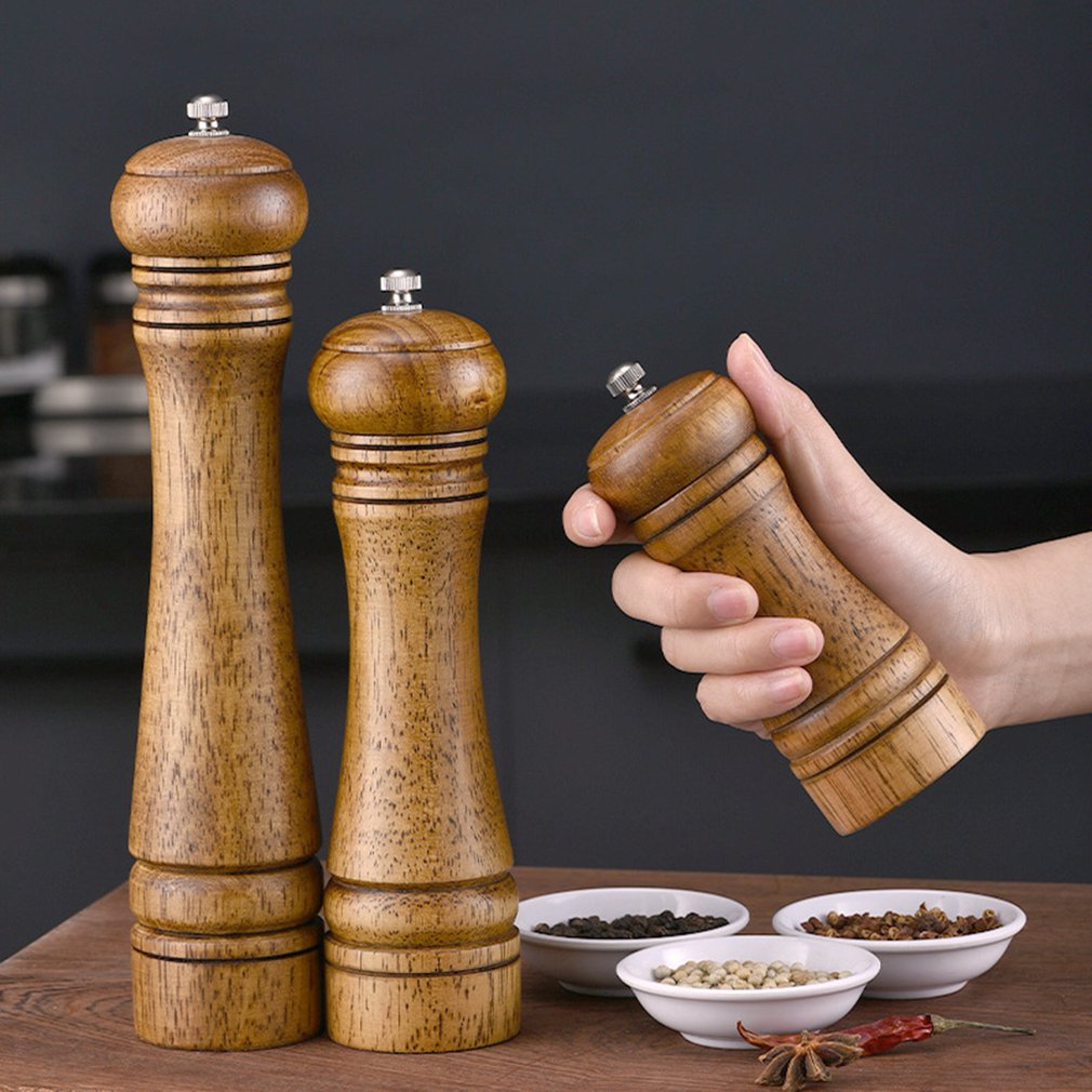 5/8/10Inch Manual Pepper Grinder Oak Wood Salt And Pepper Mill Multi-purpose Cruet Kitchen Tool Salt Grinder