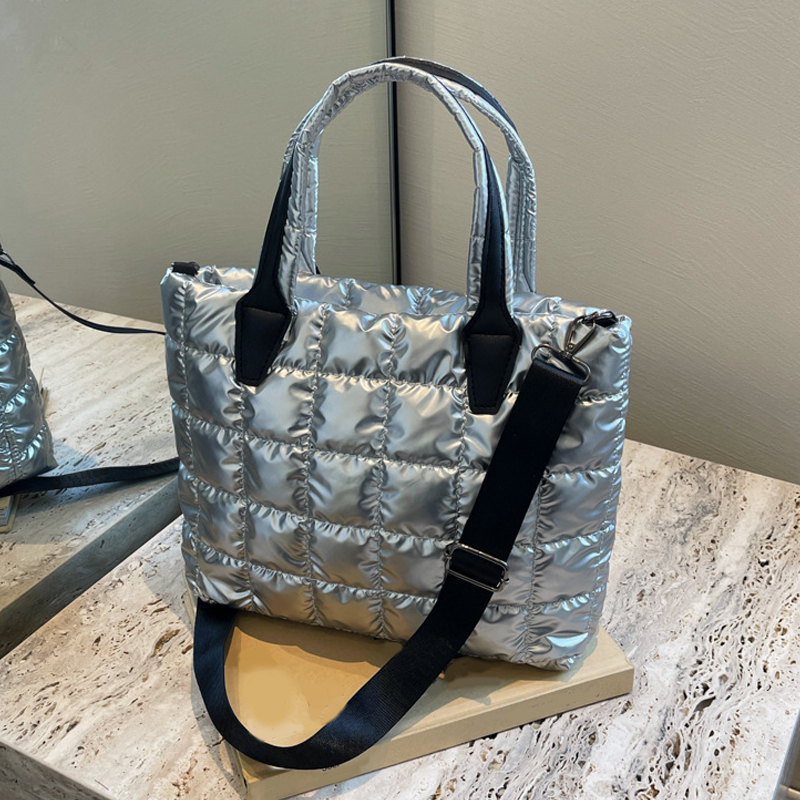 dames gezwollen draagtas PU lakleer gewatteerd groot formaat student laptop crossbody tas dames herbruikbare boodschappenschoudertas