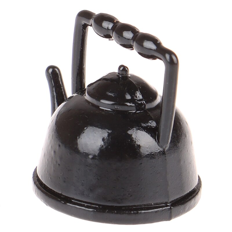 1:12 Dollhouse Miniature Mini Black Teapot Model Furniture Accessories Kitchen Toys for Baby Kids