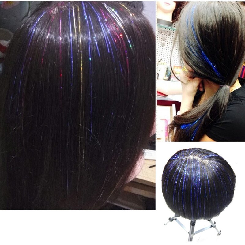 Accessoires de cheveux holographiques, 16 couleurs, 90cm, extension scintillante scintillante, 150 brins