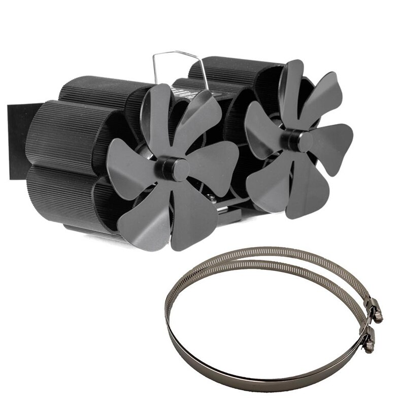 Wiltec Ventilatore per stufa a legna camino, Ventola con 4 pale, 70-350 °C, funzionamento senza elettricità