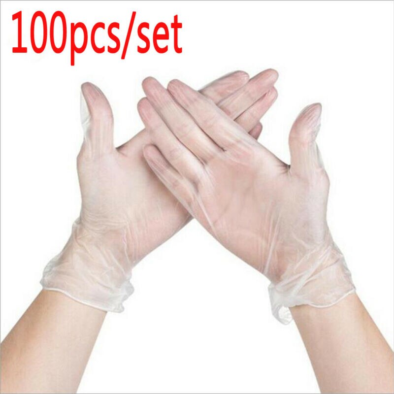 100PCS Disposable Plastic Gloves Polythene Boxed Food Prep Food Safe Size Medium