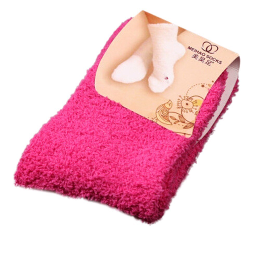 Home Women Girls Soft Bed Floor Socks Warm Winter Pure Color Fluffy Socks Floor Carpet Solid Color Женские Носки: HOT