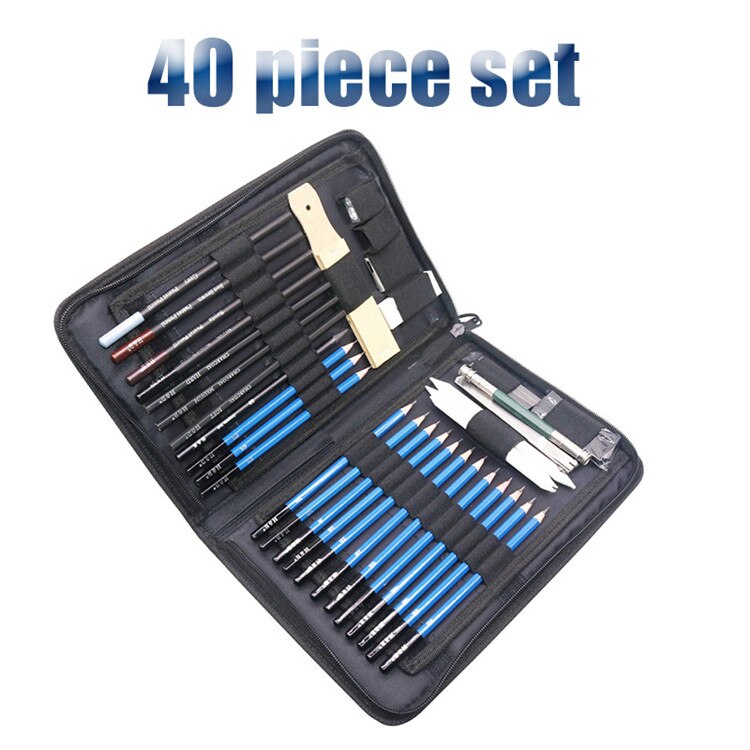 Conjunto de lápis de esboço profissional, kit de desenho de esboço profissional, material de arte de 33, 40 e 51 peças: 40 piece set