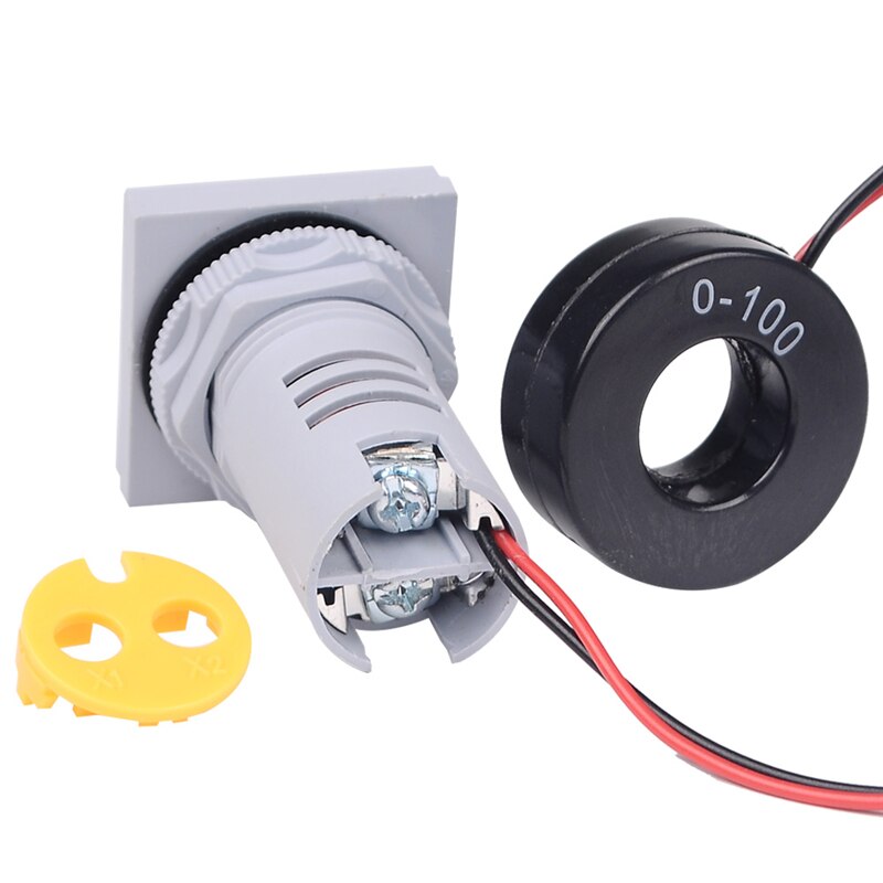 3 in 1 AC 60-500V 100A Square LED Digital Voltmeter Ammeter Hertz Meter Signal Light Current Combo Indicator Tester Round CT