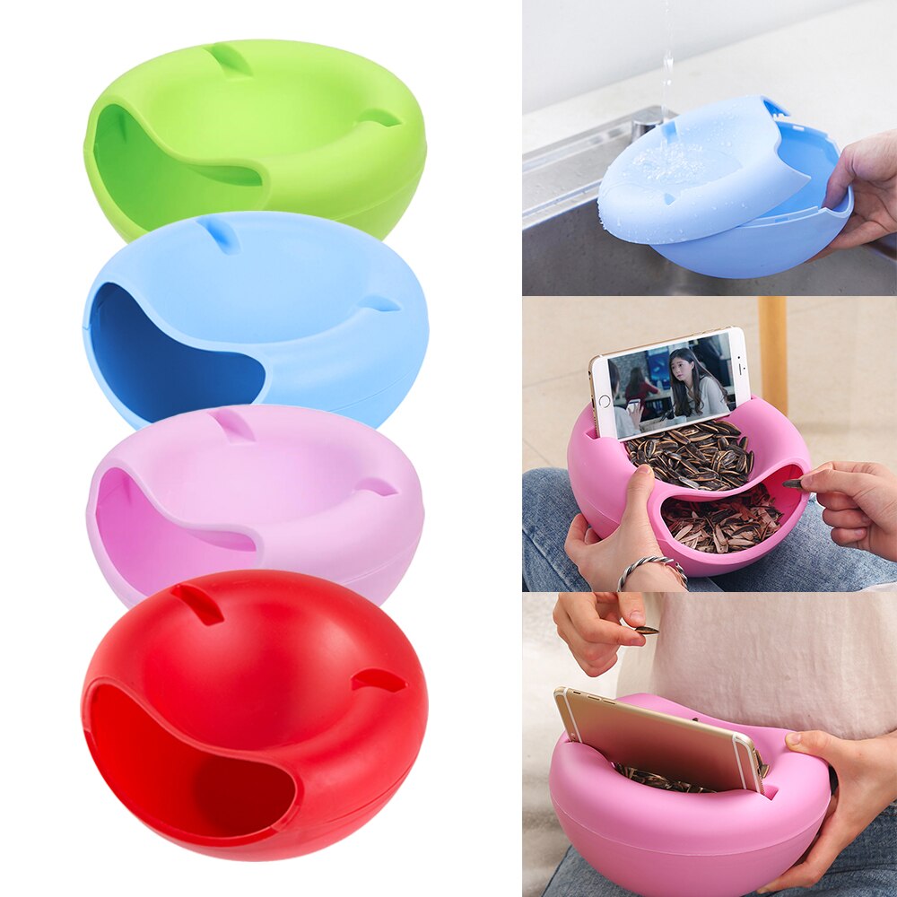 Modern Living Room Shape Lazy Snack Bowl Plastic Double Layers Snack Storage Box Bowl Lazy Fruit Plate Bowl