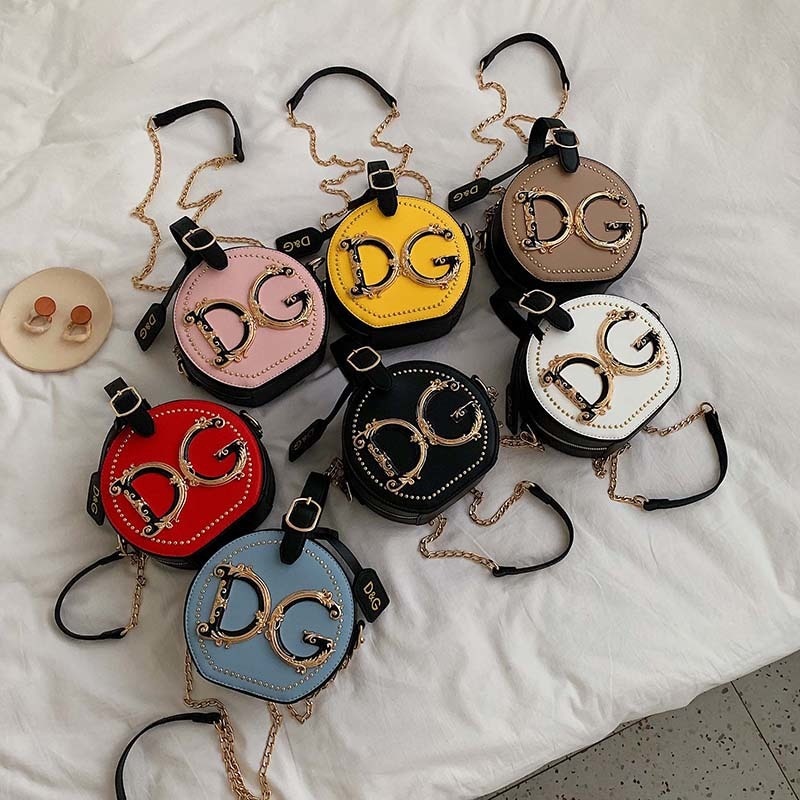 Sacos de beleza europeus 2019 nova moda corrente senhoras pequeno saco redondo portátil diagonal sacos para as mulheres