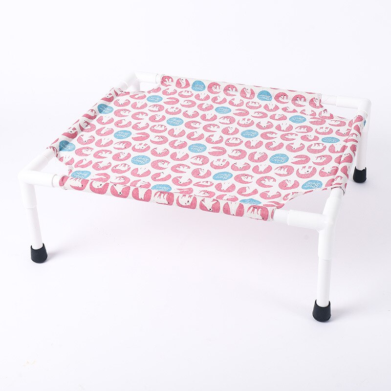 Wooden Elevated Summer Cat Bed House Pet House Pet Beds Wood Canvas dog Lounge Bed For Small Dogs Rabbit Puppy Durable Canvas: D