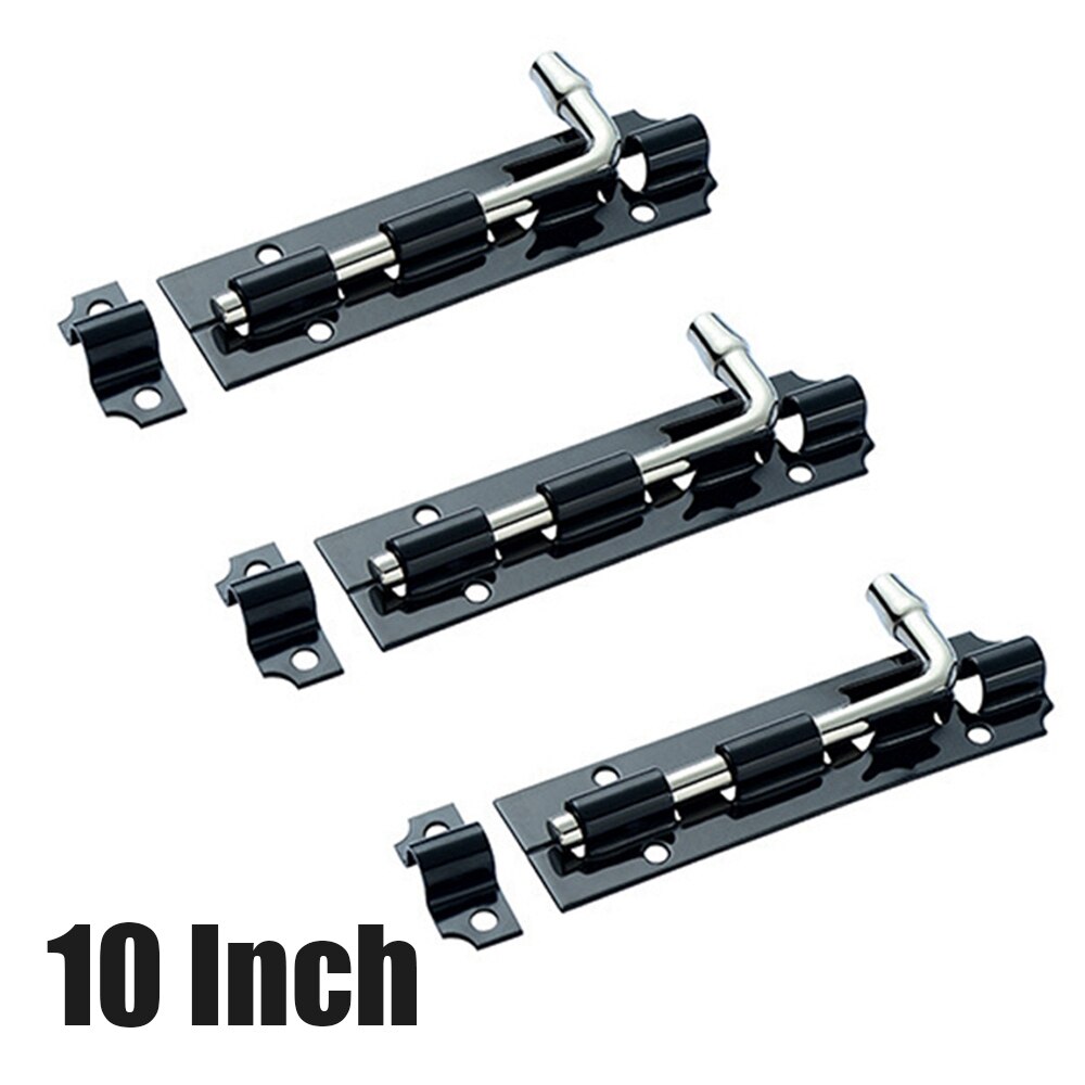 3Pcs/set Large Garden Gate Shed Sliding Door 3-12"Tower Bolt Black Catch: 10 inch