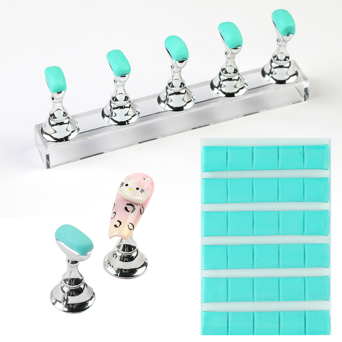 5/30 stks/set Magnetische Nagelhouder Valse Nagel Tip Oefenstandaard Kristallen Basishouder Nail Art Display Voor Kunstsalon DIY & Praktijk: Dark Gray