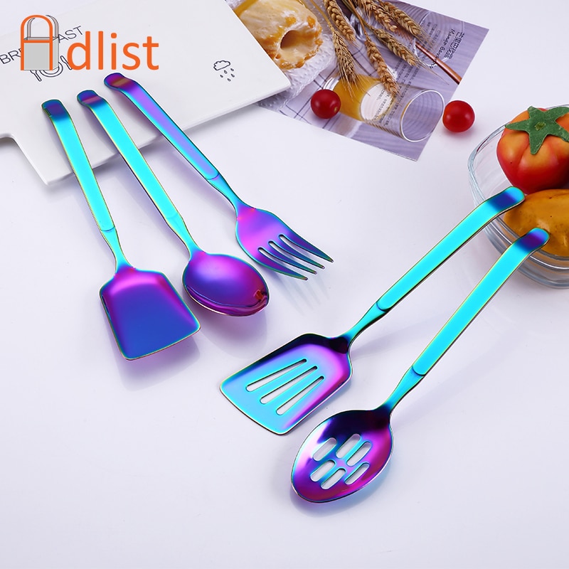 Juego de utensilios de cocina de acero inoxidable, cuchara de Buffet público, restaurante, utensilios de cocina, cucharas, tenedores, colador