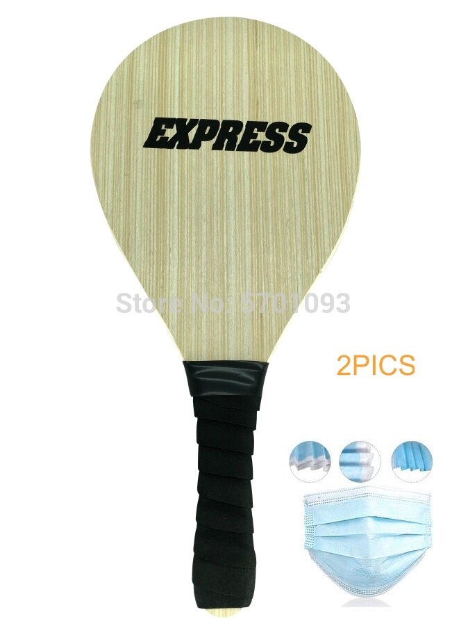 Trä vit ek plywood strandracket strandtennis paddel med strand tennisbollar