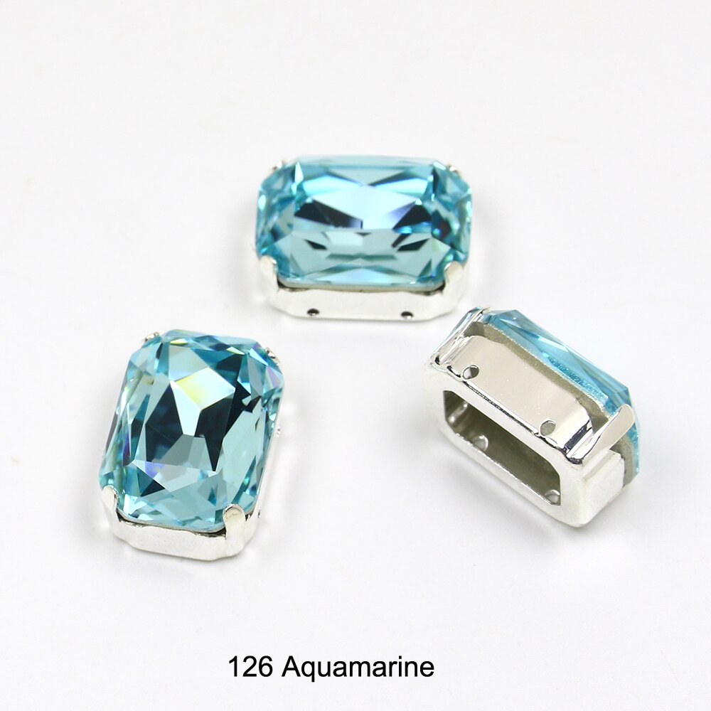 13*18mm 30 rechthoekige kristal naai-op losse platte strass steentjes met klauw naai-strass steentjes voor handwerkkleding: 126