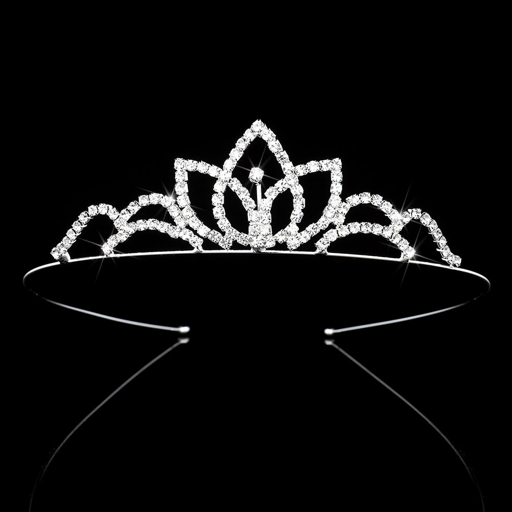 Feminino menina crianças coroa princesa cristal tiaras casamento strass bandana baile presente jóias de cabelo decoração: J006 silver