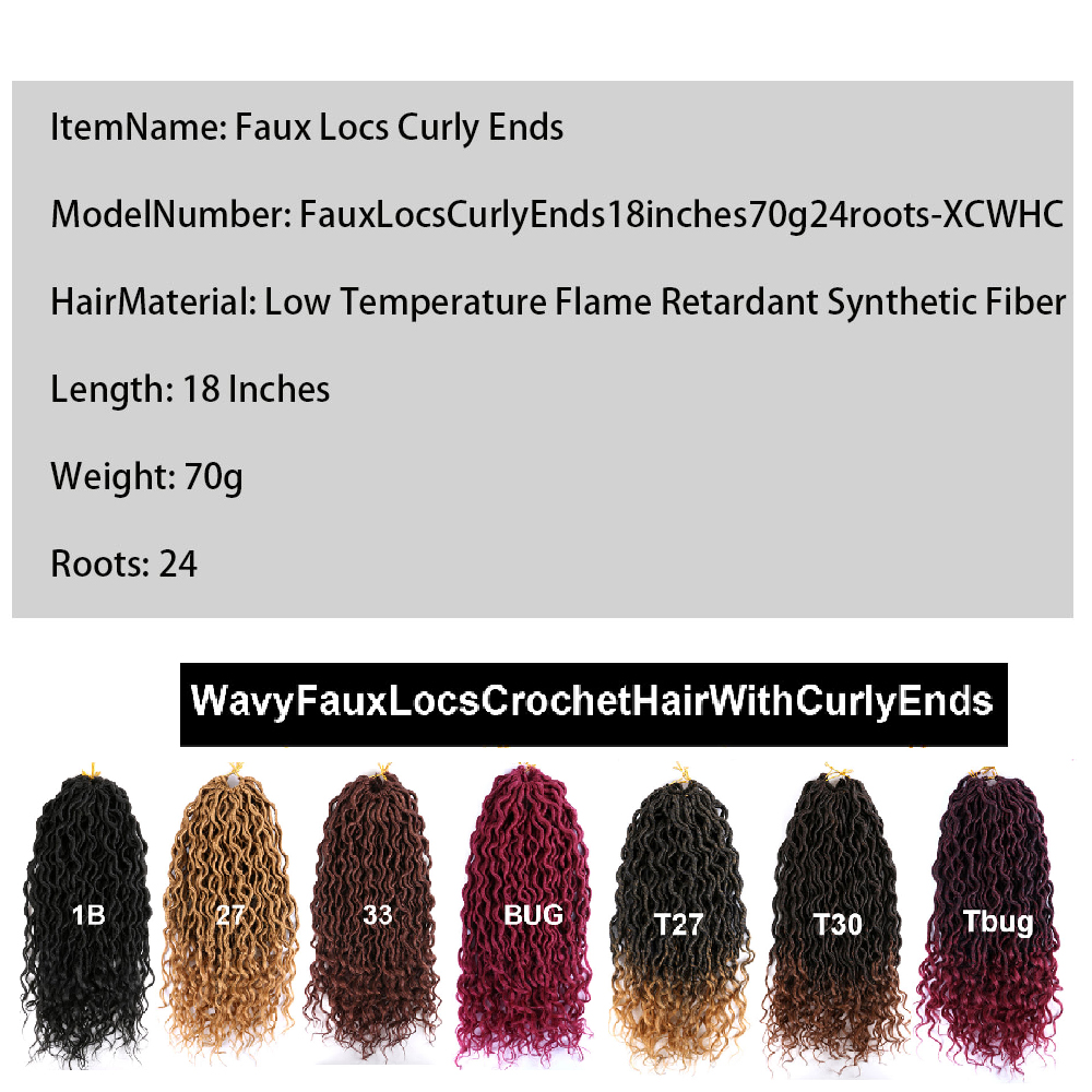 ZYR Faux Locs Curly Ends Ombre Crochet Hair 24 roots Hair-Extension For African Women