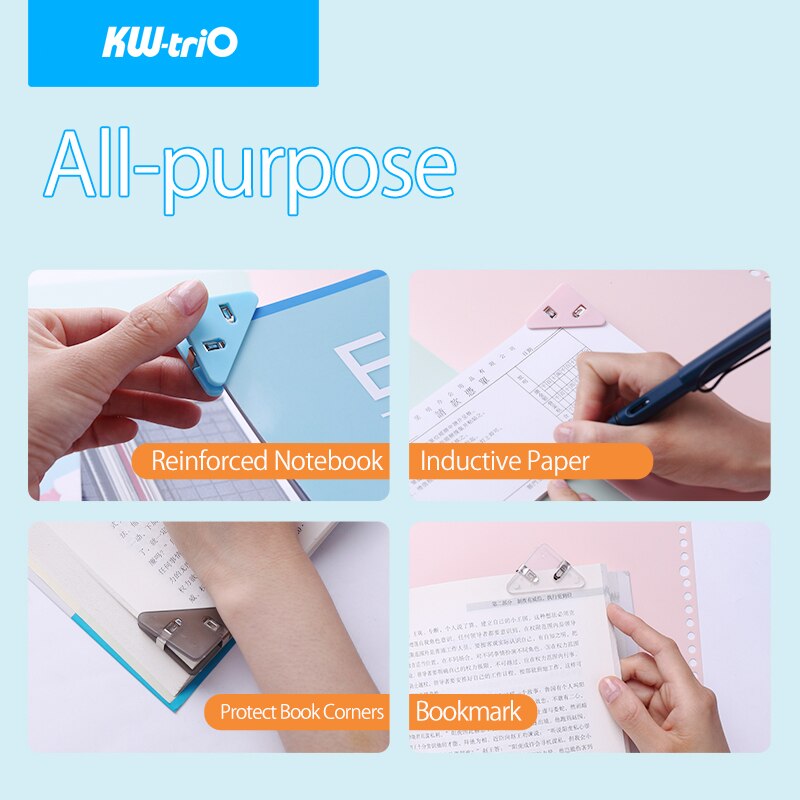 KW-triO Triangular Book Clip Colorful Paper Clip Notebook Binder Clip Cute Bookmark Clip DIY Office Accessories Student Supplies