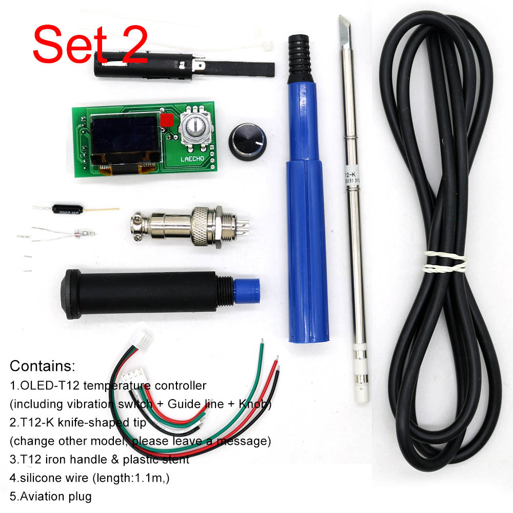 Estación de soldadura T12 STC-OLED, kits de piezas de hierro, T12-952, controlador de temperatura Digital, soldador con funda de Metal: Set 2