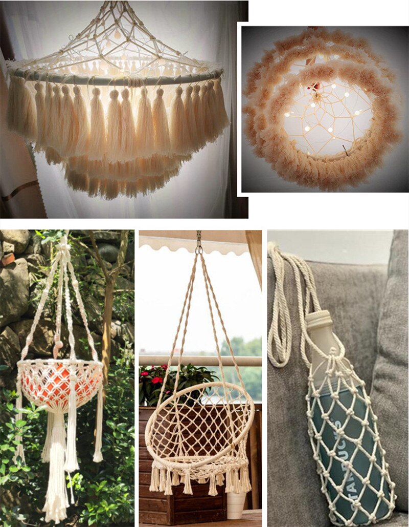 Macrame Cord Cotton Twisted Rope for DIY Craft Knitting Making Plant Hangers Wall Hangings Ornaments Weave Material