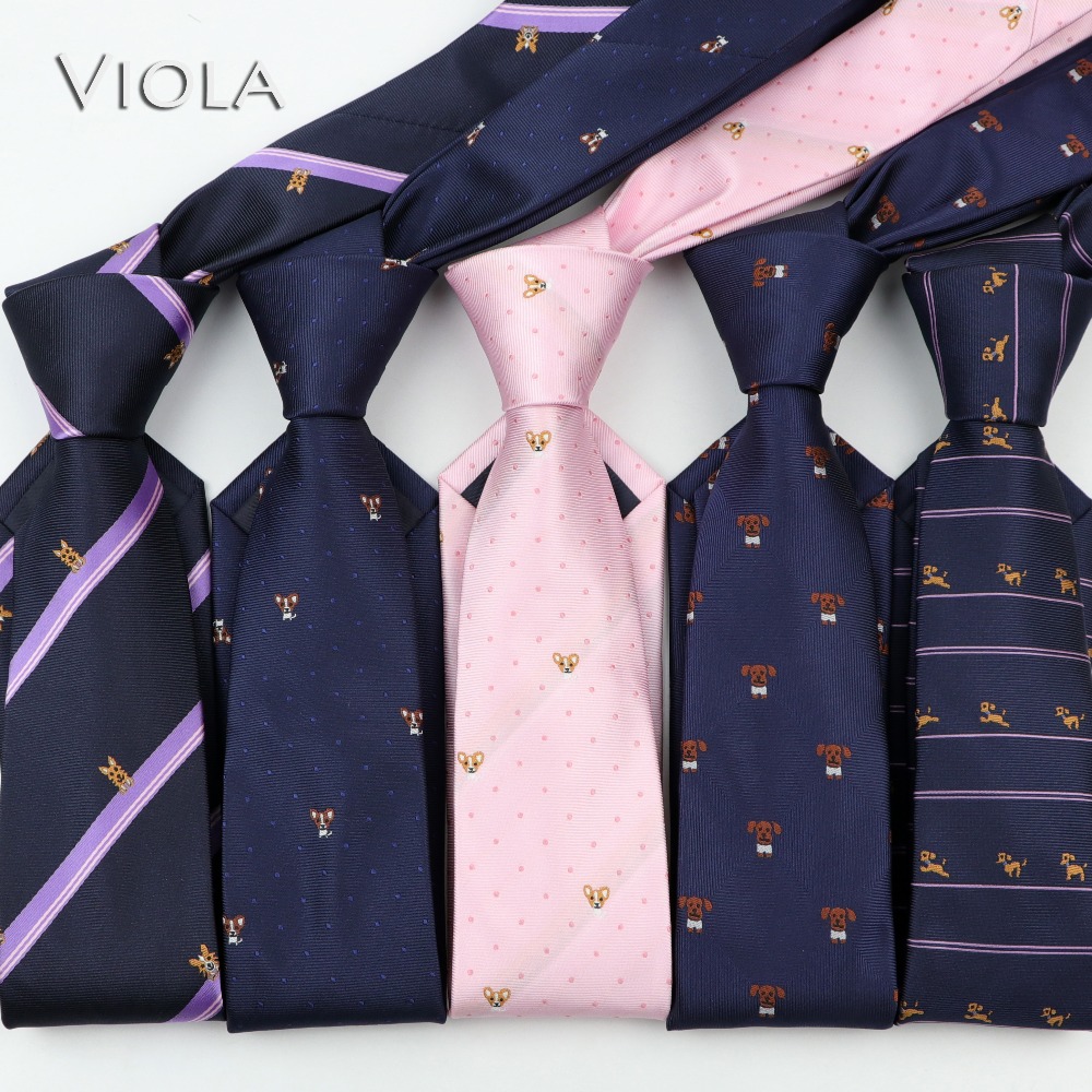 Sød tegneserie doggy jacquard slips 6cm smal afslappet polyester mandlig tynd slips business smoking shirt til mænd tilbehør