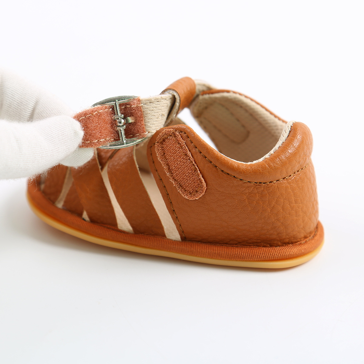 Sandalias de verano para niños y niñas, zapatos de estilo romano de piel sintética suave, antideslizantes, para primeros pasos,